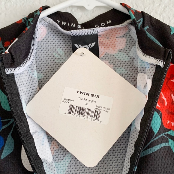 Twin Six women's cycling jerseys NWT, black multi-floral pattern, size XS - Picture 8 of 8